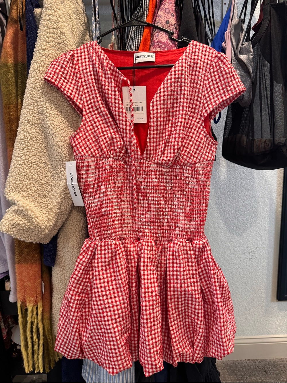 Princess Polly Ladybug Gingham Mini Dress Red - Picture 2 of 4